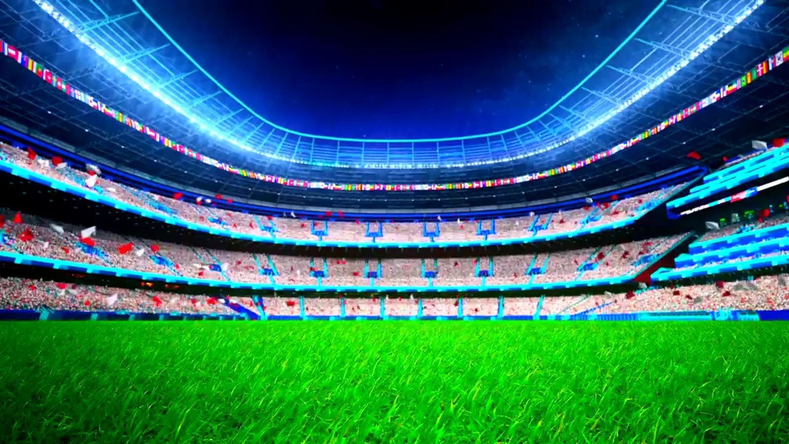 Stadium under the lights before kickoff
